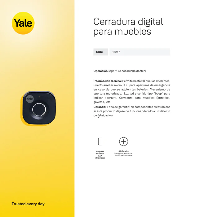 Cerradura Digital Biométrica para Muebles YF68 - Imagen 7