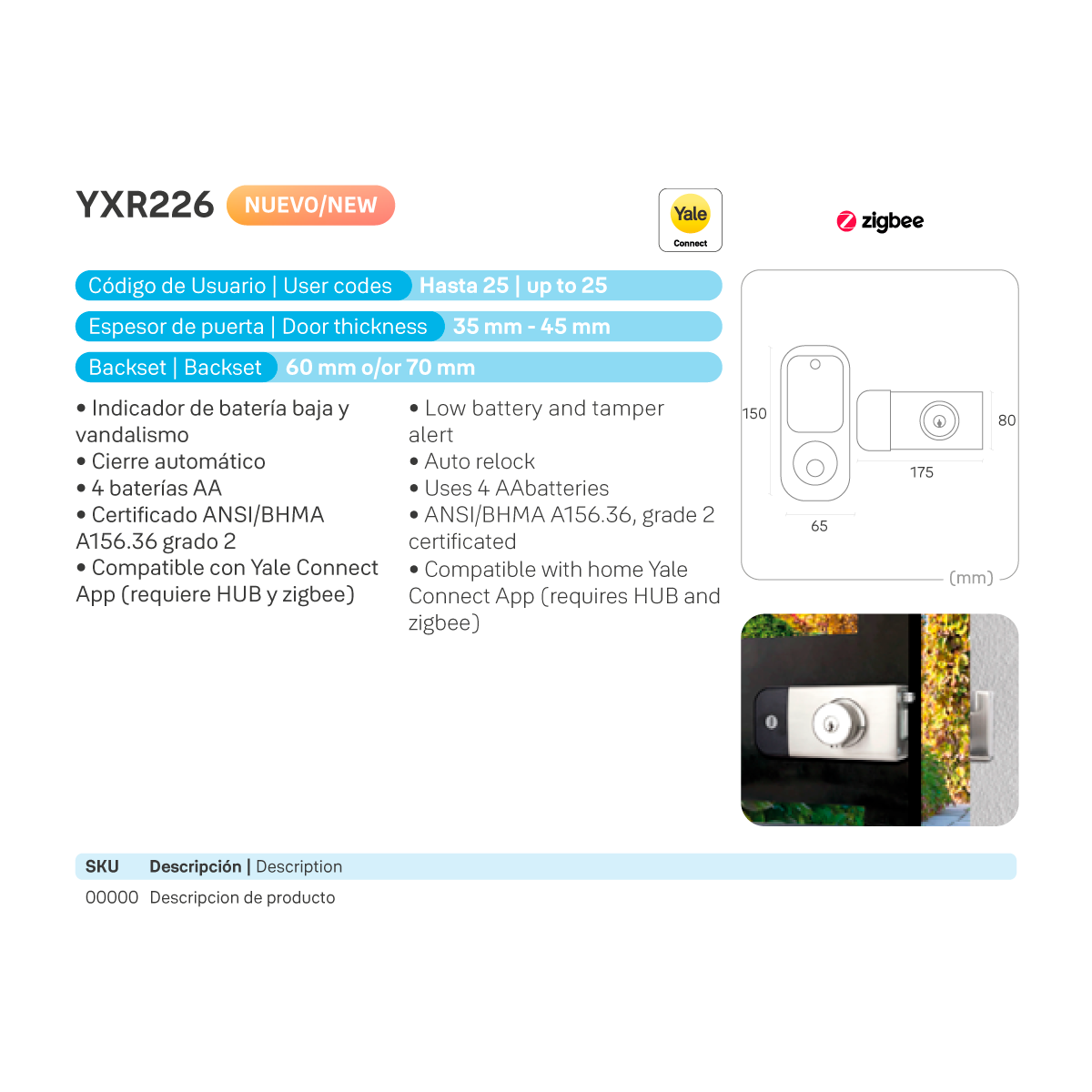 Cerrojo Digital YXR226 - Imagen 5